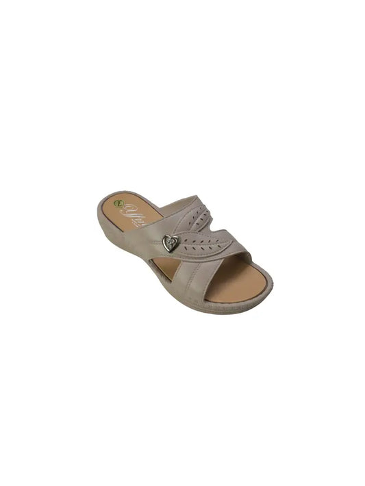 Women's Low Heel Slip On Sandal, Beige