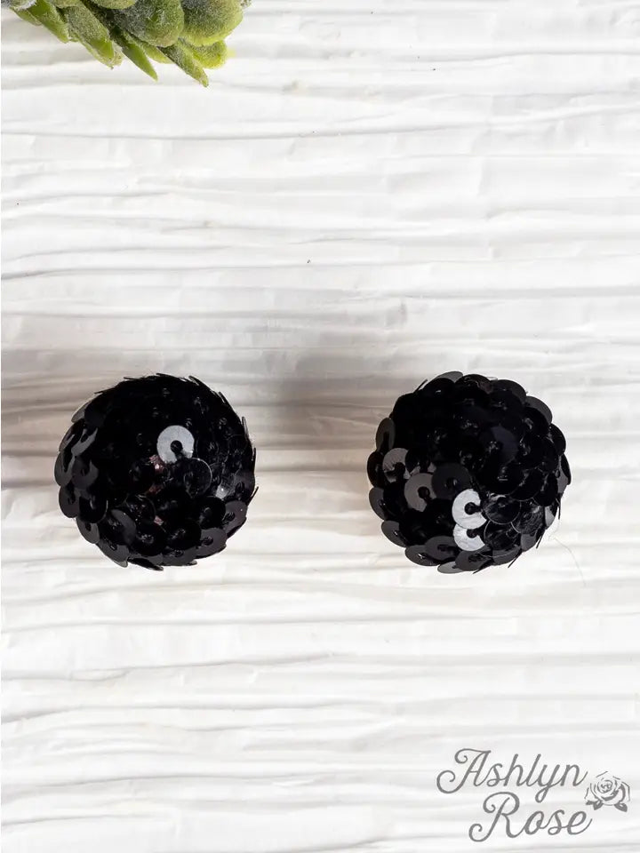 Black Sequins Stud Earrings