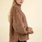 Fuzzy Fleece Cozy Cable Pattern Henley Top