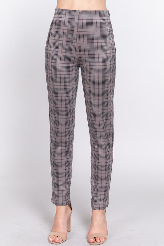 PLAID SUEDE PANTS