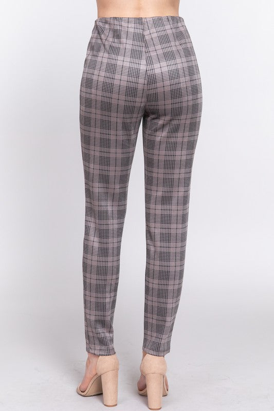 PLAID SUEDE PANTS