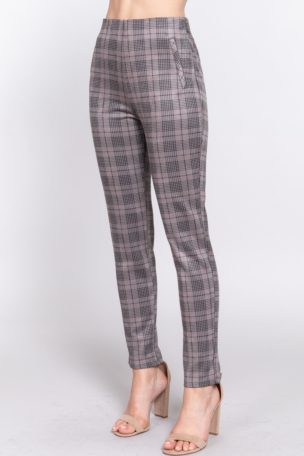 PLAID SUEDE PANTS