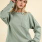 Sage Contrast French Terry Knit Oversized Casual Top