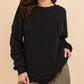 Black Contrast French Terry Knit Oversized Casual Top