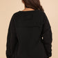 Black Contrast French Terry Knit Oversized Casual Top