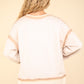 Oversized Contrast Top- Taupe