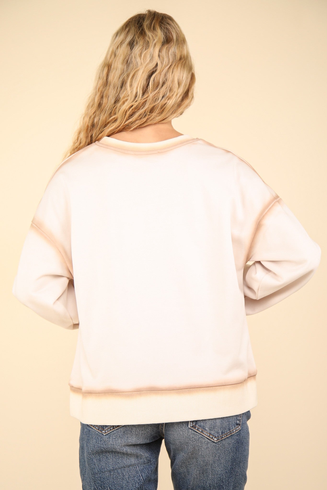 Oversized Contrast Top- Taupe