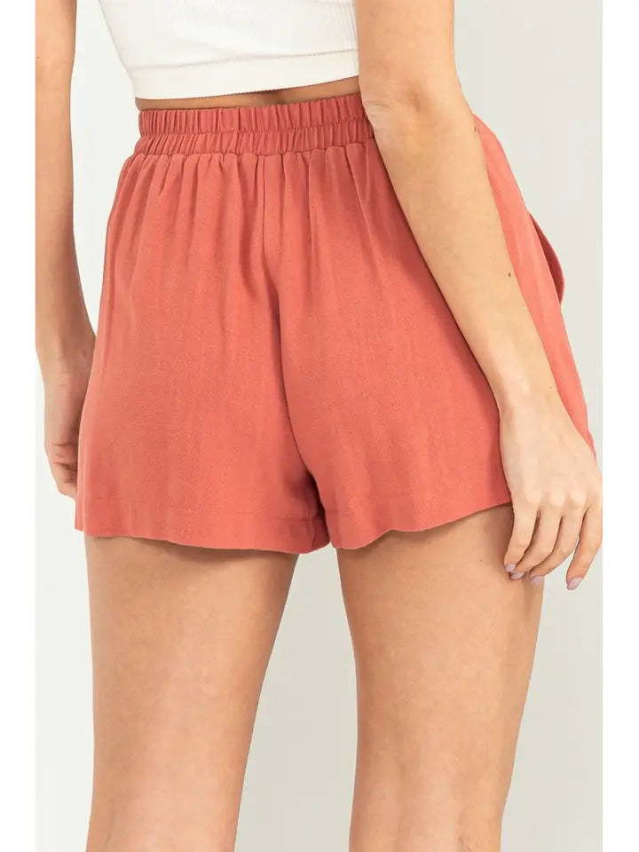 Clay Elastic Waist Shorts