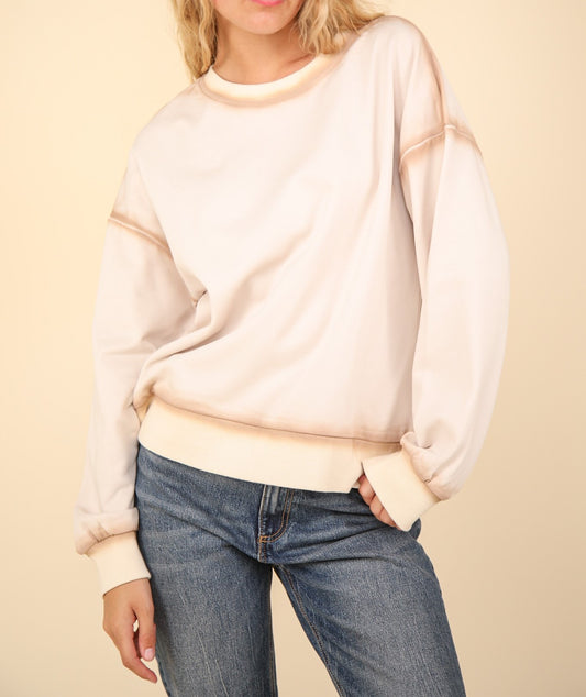 Oversized Contrast Top- Taupe