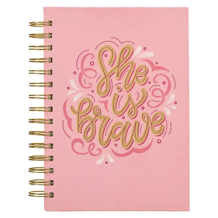 She Is Brave Pink Wirebound Journal