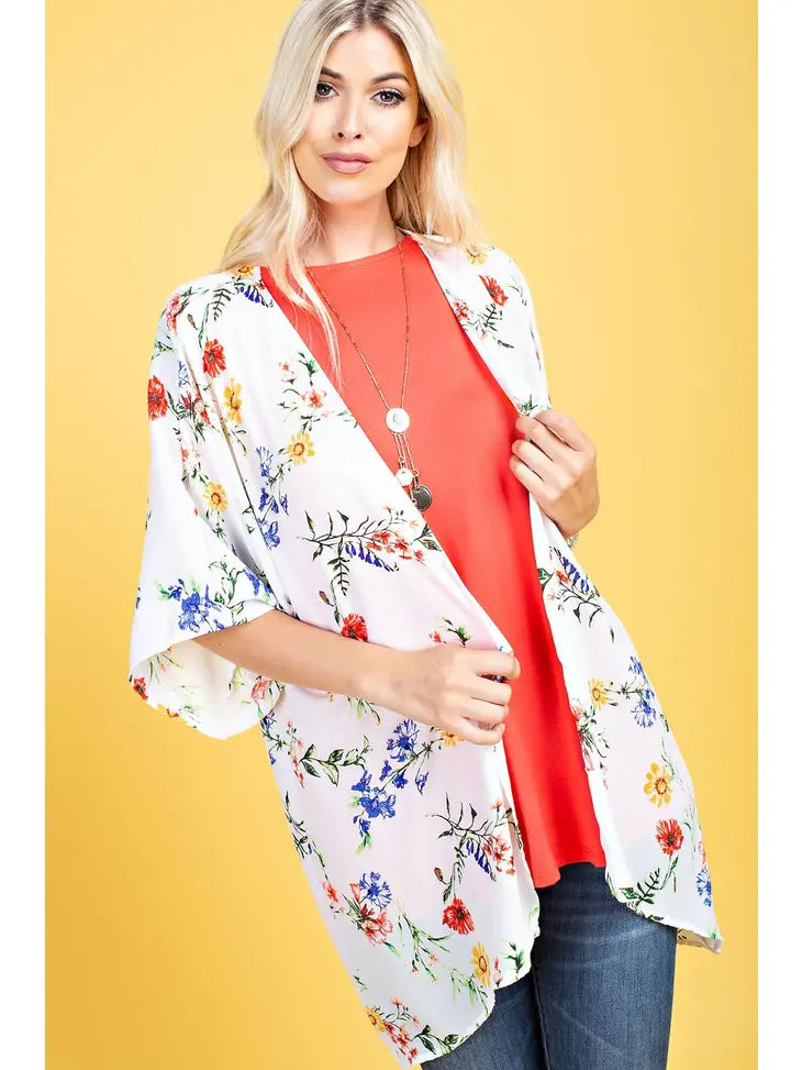 Floral Print Kimono