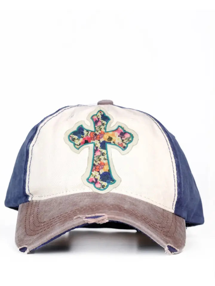 Cross Patch Distressed Hat