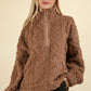 Fuzzy Fleece Cozy Cable Pattern Henley Top