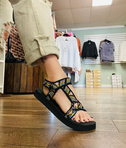 Aztec Hook & Loop Sandal