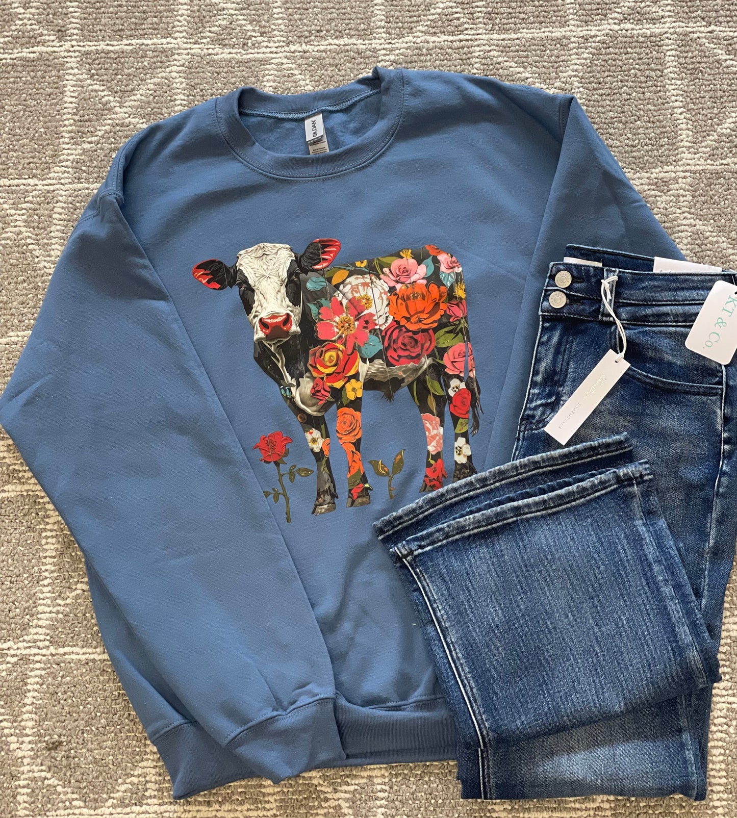 Floral Cow Sweatshirt