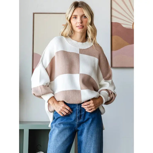 Checkered Block Sweater