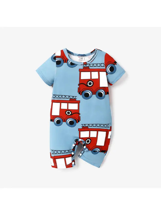 Fire Engine Pattern Romper