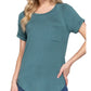 Short Sleeve Round Neck Top with Chest Pocket