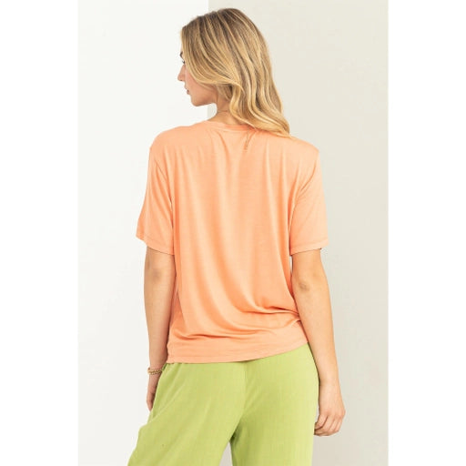 Oversized Pocket Tee- Creamy Peach