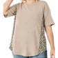 Contrast Side Panel Leopard Short Sleeve Top