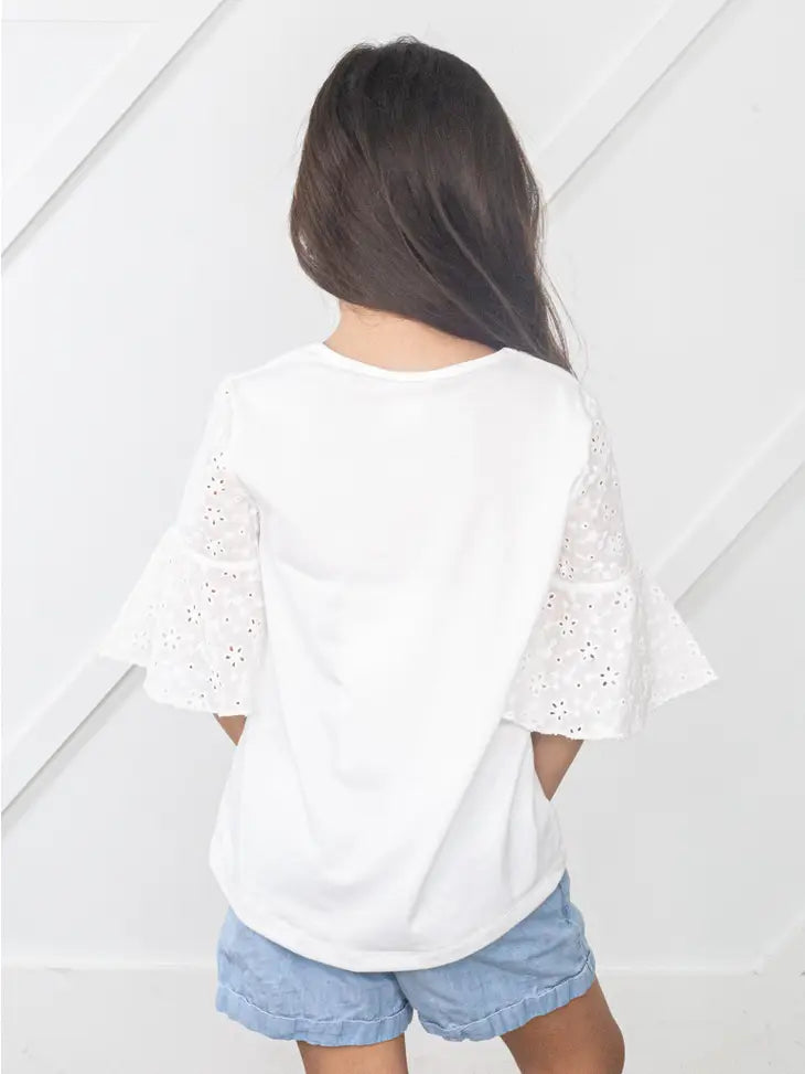 Girls Lace Bell Sleeve Top